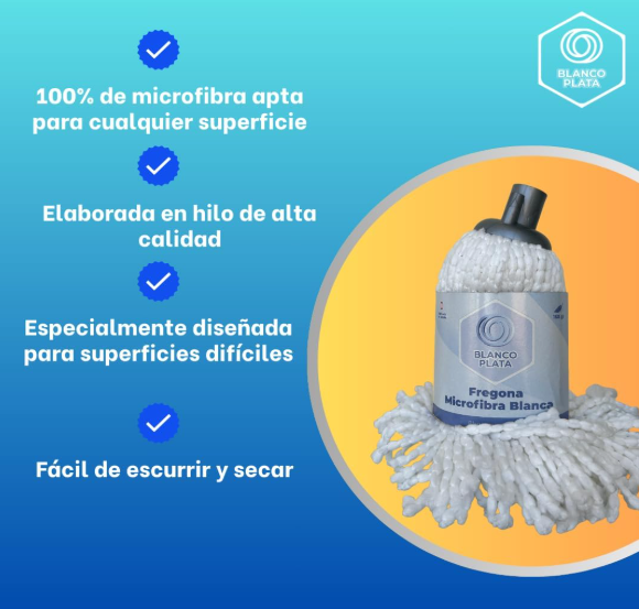 Fregona - Microfibra Blanca Trenzada 160gr