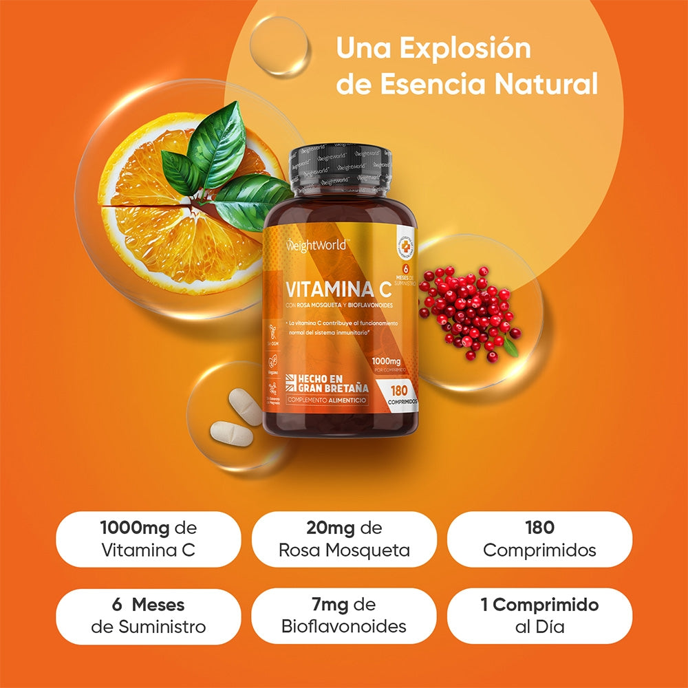 Vitamina C con Rosa Mosqueta y Bioflavonoides WeightWorld