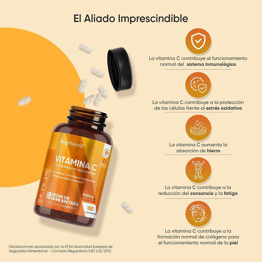 Vitamina C con Rosa Mosqueta y Bioflavonoides WeightWorld